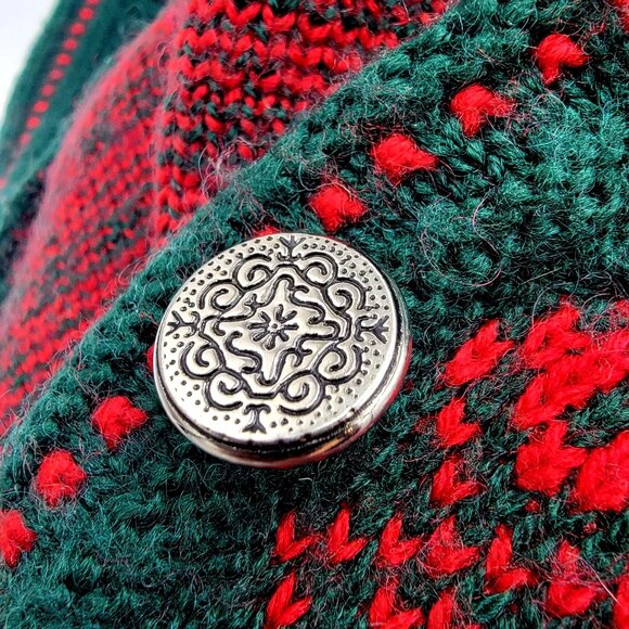 VTG Studio Michelle Stuart Red & Green Button-Up Cardigan & Shawl Collar Sweater - Picture 11 of 11